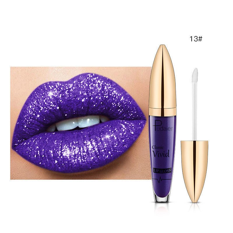 Pudaier Sip Glitter Flip Matte Shimmer Lip Gloss No Stain On Cup Diamond Lipstick $20.00 Dana Fashion Net Content: 13 makeup Product information: Efficacy: matte shimmer lip gloss no stain on Cup Diamond lip gloss Wish hot sale Specification: Standard spe