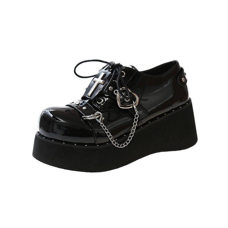 Punk Platform Shoes Dark Lolita Platform Leather Shoes $69.99 Dana Fashion Color: Black Size: 35 Women's shoes Product information: Pattern: solid color Color: Black Size: 35, 36, 37, 38, 39 Sole material: rubber Popular elements: leather stitching Packin