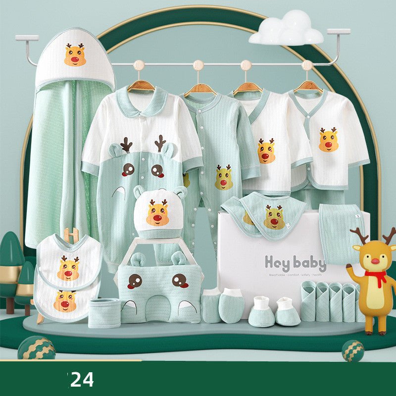Pure Cotton Baby Clothes Set Gift Box $81.44 Dana Fashion Color: Blue style: Four Seasons 24PCS Child size: 59cm Baby Clothing Product information: Safety level: Class A Fabric name: cotton Gift Box Contents: Clothing + Accessories/Supplies Fabric technol