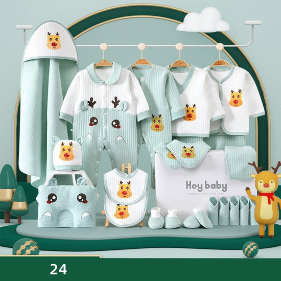 Pure Cotton Baby Clothes Set Gift Box $83.15 Dana Fashion Color: Blue style: Warm section 24PCS Child size: 59cm Baby Clothing Product information: Safety level: Class A Fabric name: cotton Gift Box Contents: Clothing + Accessories/Supplies Fabric technol