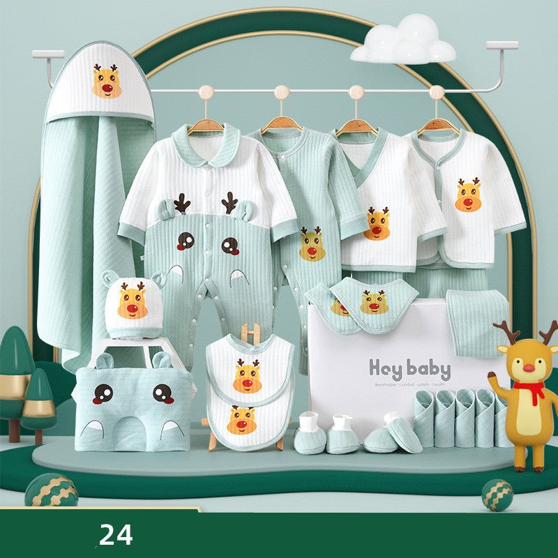 Pure Cotton Baby Clothes Set Gift Box $83.15 Dana Fashion Color: Blue style: Warm section 24PCS Child size: 59cm Baby Clothing Product information: Safety level: Class A Fabric name: cotton Gift Box Contents: Clothing + Accessories/Supplies Fabric technol