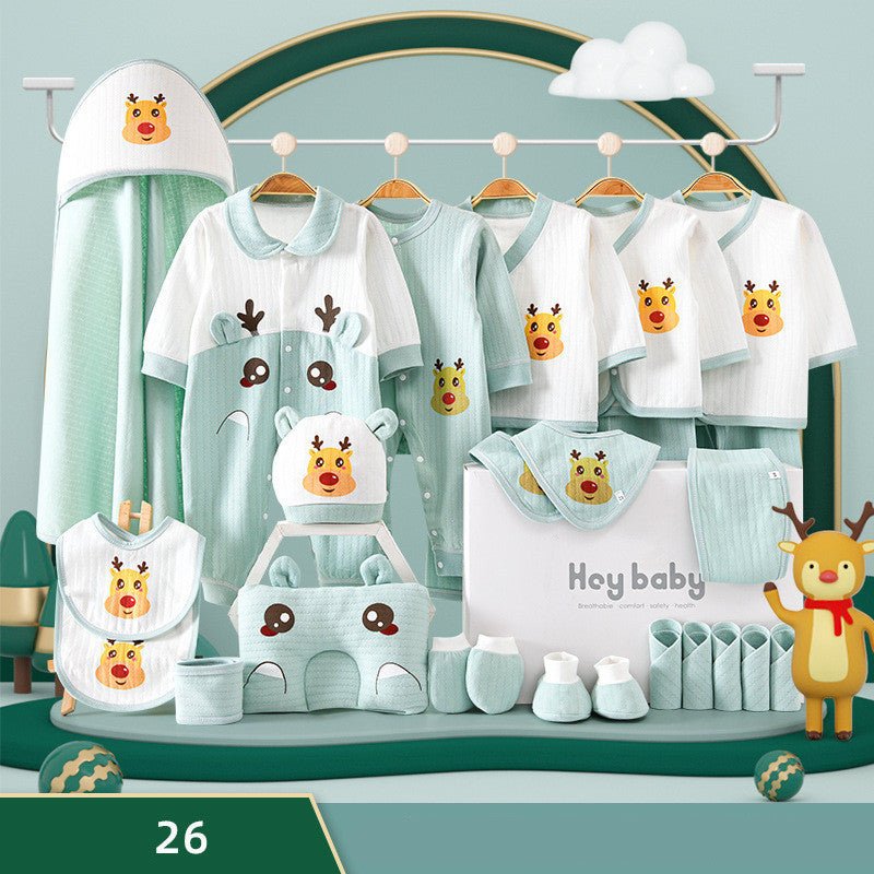 Pure Cotton Baby Clothes Set Gift Box $86.53 Dana Fashion Color: Blue style: Four Seasons 26PCS Child size: 59cm Baby Clothing Product information: Safety level: Class A Fabric name: cotton Gift Box Contents: Clothing + Accessories/Supplies Fabric technol