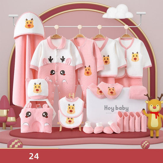 Pure Cotton Baby Clothes Set Gift Box $83.15 Dana Fashion Color: Pink style: Warm section 24PCS Child size: 59cm Baby Clothing Product information: Safety level: Class A Fabric name: cotton Gift Box Contents: Clothing + Accessories/Supplies Fabric technol