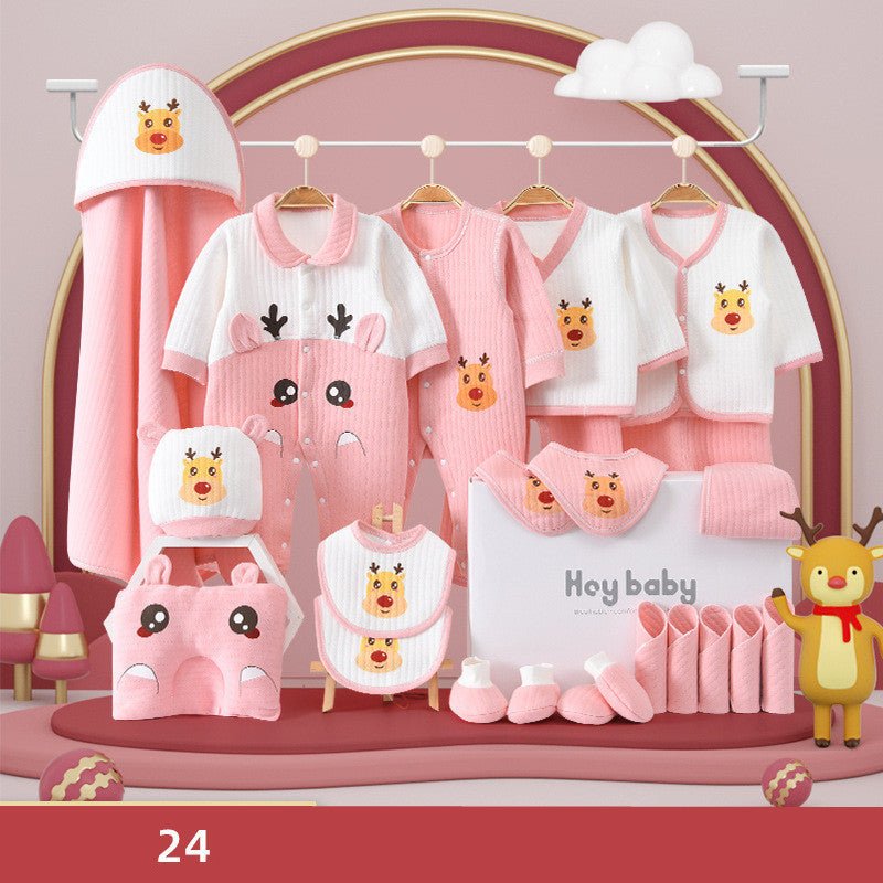 Pure Cotton Baby Clothes Set Gift Box $83.15 Dana Fashion Color: Pink style: Warm section 24PCS Child size: 59cm Baby Clothing Product information: Safety level: Class A Fabric name: cotton Gift Box Contents: Clothing + Accessories/Supplies Fabric technol