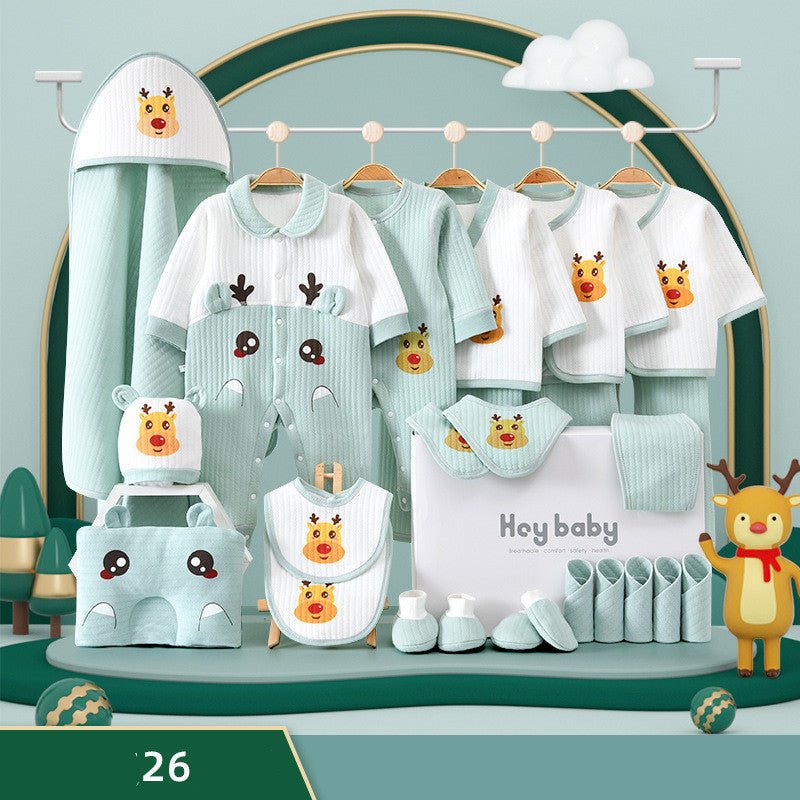 Pure Cotton Baby Clothes Set Gift Box $88.79 Dana Fashion Color: Blue style: Warm section 26PCS Child size: 59cm Baby Clothing Product information: Safety level: Class A Fabric name: cotton Gift Box Contents: Clothing + Accessories/Supplies Fabric technol