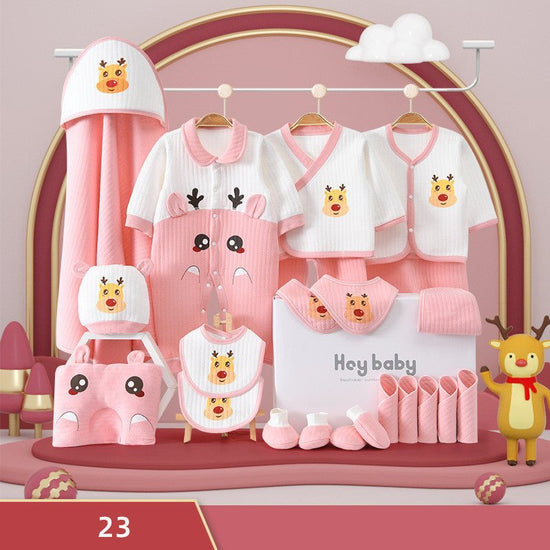 Pure Cotton Baby Clothes Set Gift Box $77.50 Dana Fashion Color: Pink style: Warm section 23PCS Child size: 59cm Baby Clothing Product information: Safety level: Class A Fabric name: cotton Gift Box Contents: Clothing + Accessories/Supplies Fabric technol