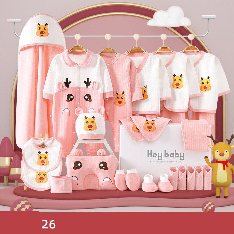 Pure Cotton Baby Clothes Set Gift Box $86.53 Dana Fashion Color: Pink style: Four Seasons 26PCS Child size: 59cm Baby Clothing Product information: Safety level: Class A Fabric name: cotton Gift Box Contents: Clothing + Accessories/Supplies Fabric technol