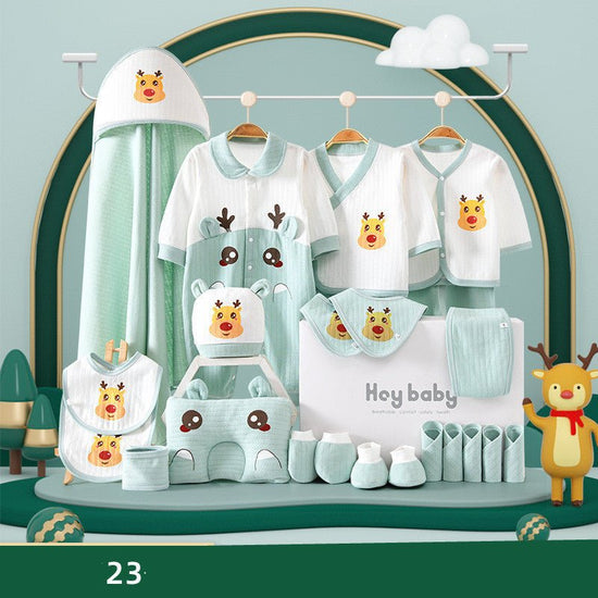 Pure Cotton Baby Clothes Set Gift Box $74.67 Dana Fashion Color: Blue style: Four Seasons 23PCS Child size: 59cm Baby Clothing Product information: Safety level: Class A Fabric name: cotton Gift Box Contents: Clothing + Accessories/Supplies Fabric technol