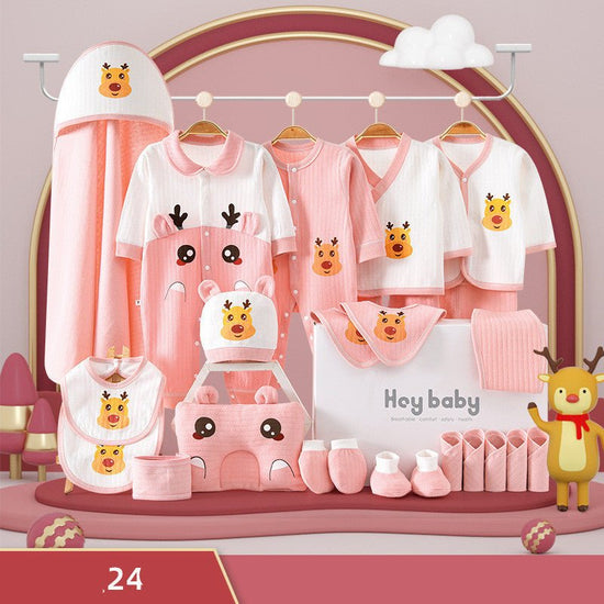 Pure Cotton Baby Clothes Set Gift Box $81.44 Dana Fashion Color: Pink style: Four Seasons 24PCS Child size: 59cm Baby Clothing Product information: Safety level: Class A Fabric name: cotton Gift Box Contents: Clothing + Accessories/Supplies Fabric technol