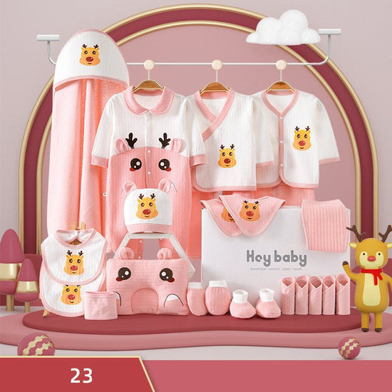 Pure Cotton Baby Clothes Set Gift Box $74.67 Dana Fashion Color: Pink style: Four Seasons 23PCS Child size: 59cm Baby Clothing Product information: Safety level: Class A Fabric name: cotton Gift Box Contents: Clothing + Accessories/Supplies Fabric technol