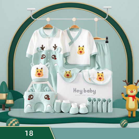 Pure Cotton Baby Clothes Set Gift Box $63.38 Dana Fashion Color: Blue style: Four Seasons 18PCS Child size: 59cm Baby Clothing Product information: Safety level: Class A Fabric name: cotton Gift Box Contents: Clothing + Accessories/Supplies Fabric technol