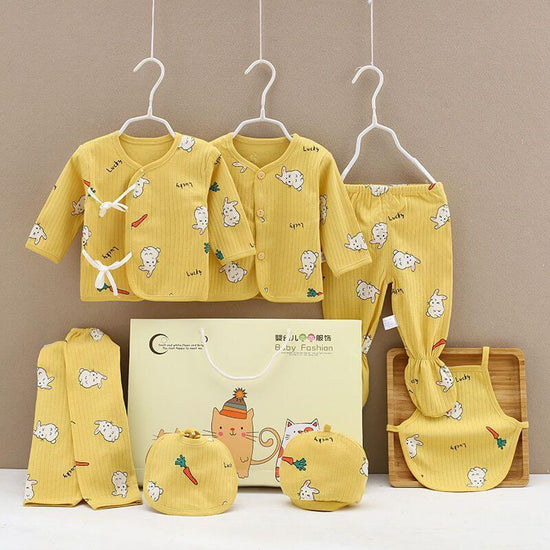 Pure Cotton Baby Clothes Spring And Autumn Summer Children Gift Box Set $39.50 Dana Fashion Color: Yellow style: Bunny Child size: 59cm Baby Clothing Product information: Suitable age group: middle and large children (over 8 years old, over 140cm) Element