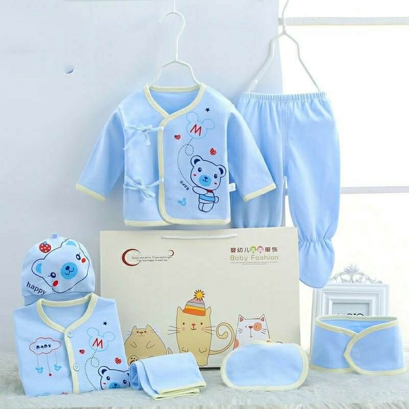 Pure Cotton Baby Clothes Spring And Autumn Summer Children Gift Box Set $39.50 Dana Fashion Color: Blue style: Mickey Child size: 59cm Baby Clothing Product information: Suitable age group: middle and large children (over 8 years old, over 140cm) Elements
