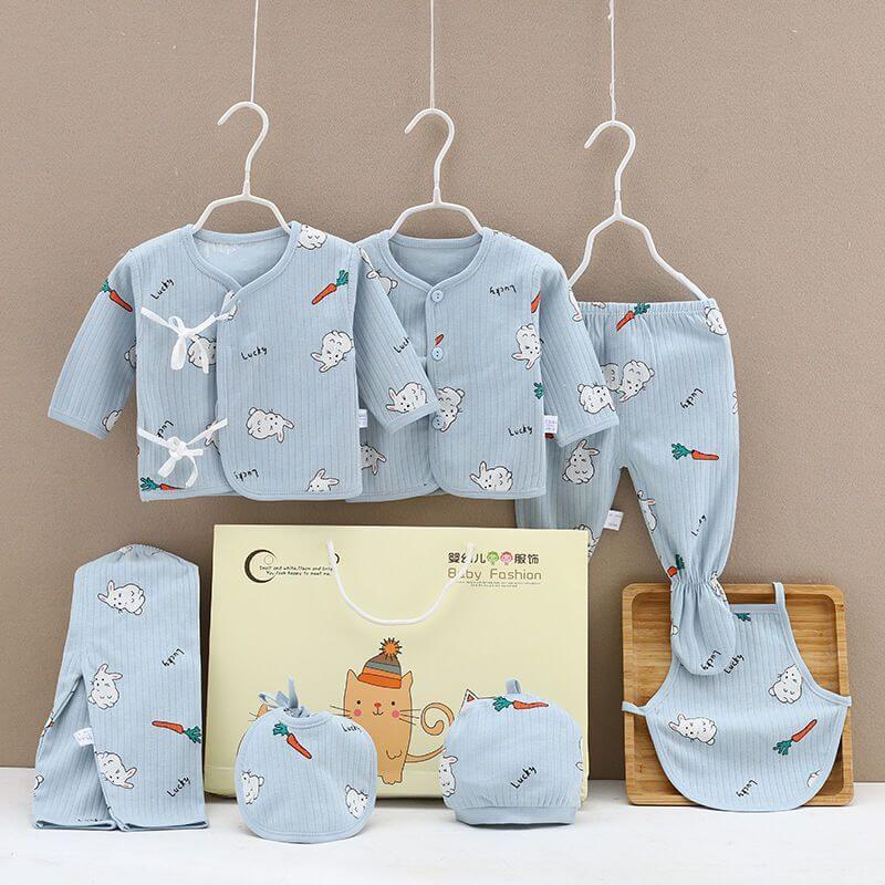 Pure Cotton Baby Clothes Spring And Autumn Summer Children Gift Box Set $39.50 Dana Fashion Color: Blue style: Bunny Child size: 59cm Baby Clothing Product information: Suitable age group: middle and large children (over 8 years old, over 140cm) Elements:
