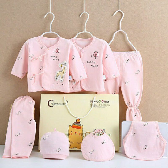 Pure Cotton Baby Clothes Spring And Autumn Summer Children Gift Box Set $39.50 Dana Fashion Color: Pink style: Fawn Child size: 59cm Baby Clothing Product information: Suitable age group: middle and large children (over 8 years old, over 140cm) Elements: