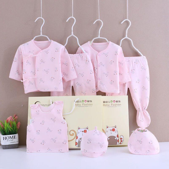 Pure Cotton Baby Clothes Spring And Autumn Summer Children Gift Box Set $39.50 Dana Fashion Color: Pink style: Cat Child size: 59cm Baby Clothing Product information: Suitable age group: middle and large children (over 8 years old, over 140cm) Elements: S