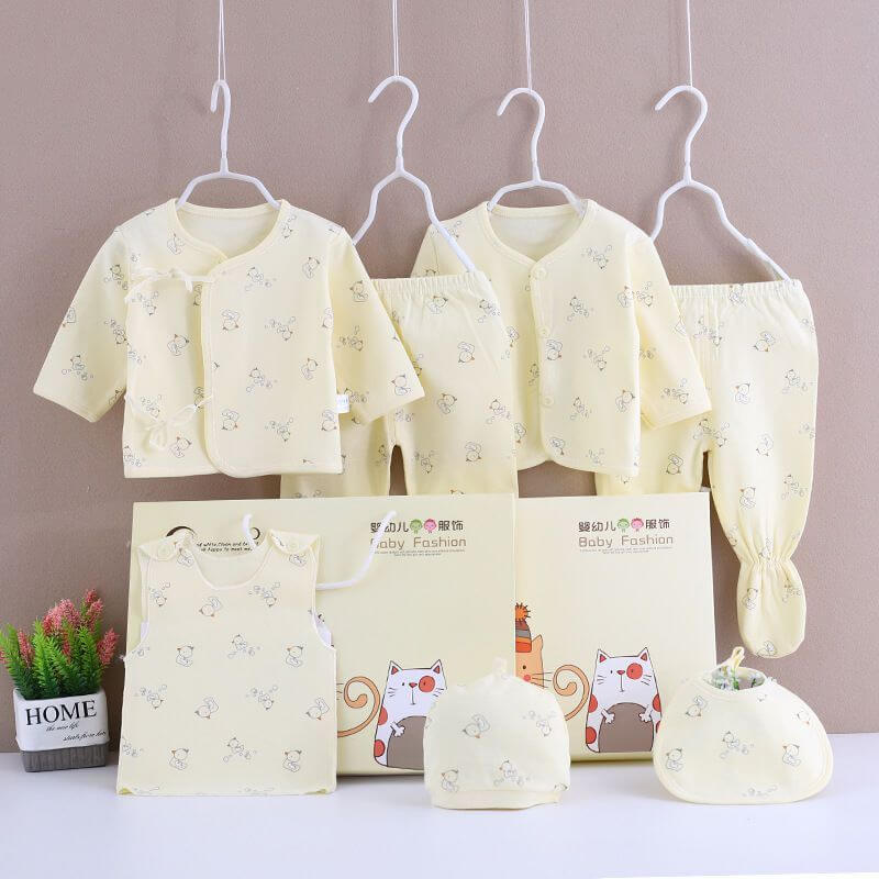 Pure Cotton Baby Clothes Spring And Autumn Summer Children Gift Box Set $39.50 Dana Fashion Color: Yellow style: Duckling Child size: 59cm Baby Clothing Product information: Suitable age group: middle and large children (over 8 years old, over 140cm) Elem
