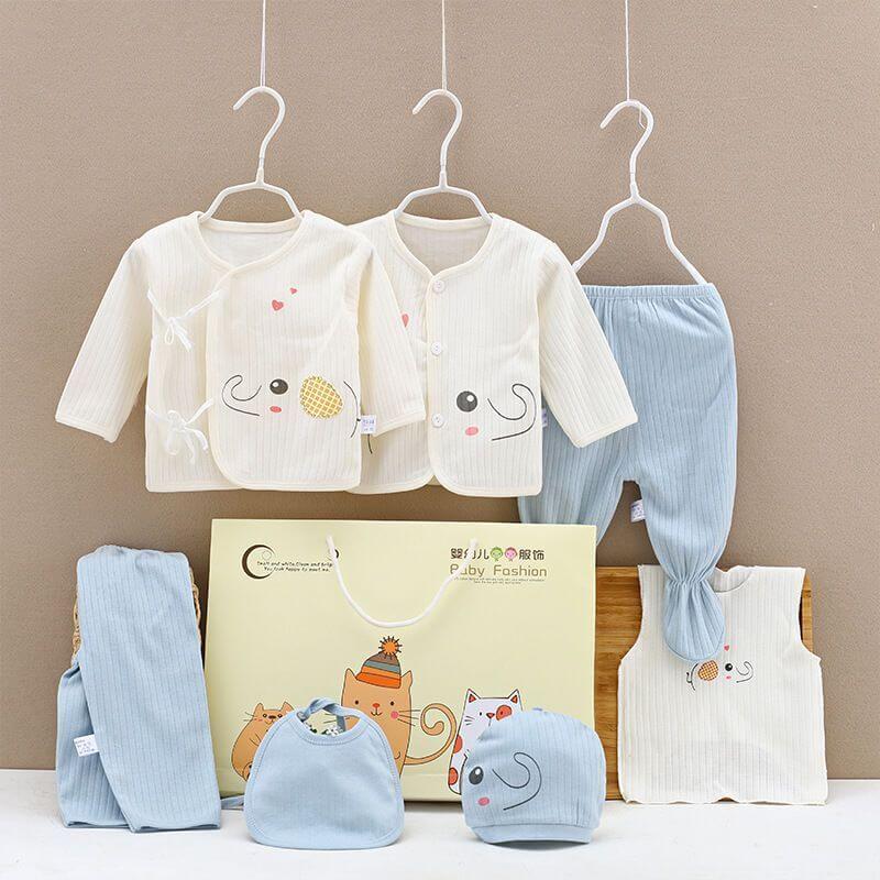 Pure Cotton Baby Clothes Spring And Autumn Summer Children Gift Box Set $39.50 Dana Fashion Color: Blue style: Love image Child size: 59cm Baby Clothing Product information: Suitable age group: middle and large children (over 8 years old, over 140cm) Elem