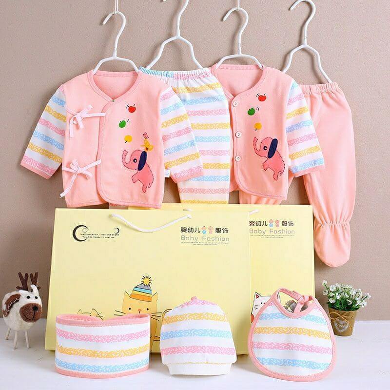 Pure Cotton Baby Clothes Spring And Autumn Summer Children Gift Box Set $39.50 Dana Fashion Color: Pink style: Rainbow Child size: 59cm Baby Clothing Product information: Suitable age group: middle and large children (over 8 years old, over 140cm) Element