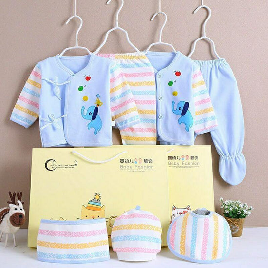 Pure Cotton Baby Clothes Spring And Autumn Summer Children Gift Box Set $39.50 Dana Fashion Color: Blue style: Rainbow Child size: 59cm Baby Clothing Product information: Suitable age group: middle and large children (over 8 years old, over 140cm) Element