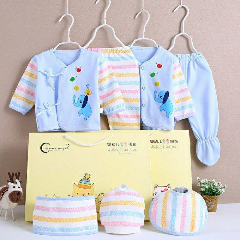 Pure Cotton Baby Clothes Spring And Autumn Summer Children Gift Box Set $39.50 Dana Fashion Color: Blue style: Rainbow Child size: 59cm Baby Clothing Product information: Suitable age group: middle and large children (over 8 years old, over 140cm) Element