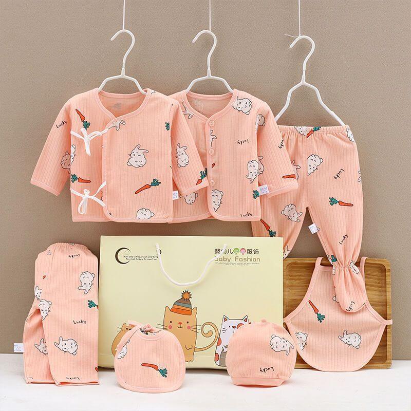 Pure Cotton Baby Clothes Spring And Autumn Summer Children Gift Box Set $39.50 Dana Fashion Color: Pink style: Bunny Child size: 59cm Baby Clothing Product information: Suitable age group: middle and large children (over 8 years old, over 140cm) Elements: