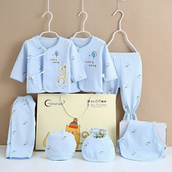 Pure Cotton Baby Clothes Spring And Autumn Summer Children Gift Box Set $39.50 Dana Fashion Color: Blue style: Fawn Child size: 59cm Baby Clothing Product information: Suitable age group: middle and large children (over 8 years old, over 140cm) Elements: