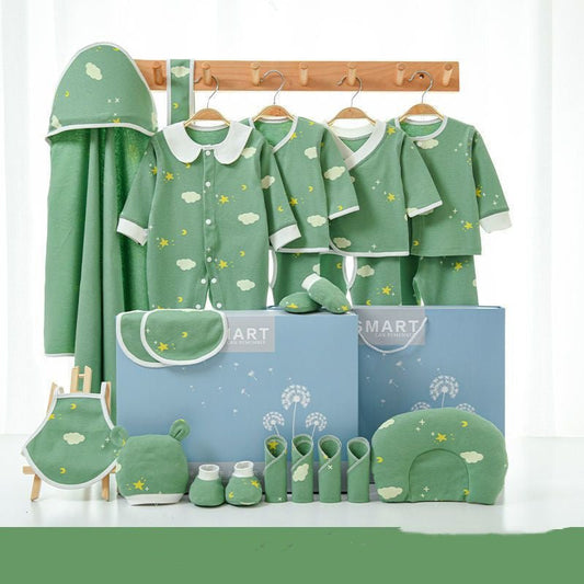 Pure Cotton Spring And Autumn Newborn Baby Gift Box Full Moon Supplies Summer Suit $51.14 Dana Fashion Color: 17piece set cyan Size: 59yards 0to March Baby Clothing Product information: Style: other Set type: other Suitable age: middle school children (ov