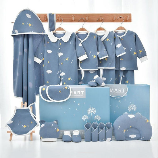 Pure Cotton Spring And Autumn Newborn Baby Gift Box Full Moon Supplies Summer Suit $81.66 Dana Fashion Color: 22piece set blue Size: 59yards 0to March Baby Clothing Product information: Style: other Set type: other Suitable age: middle school children (ov