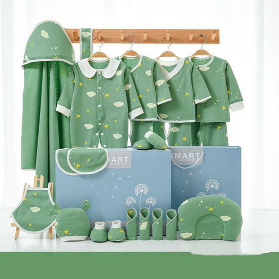 Pure Cotton Spring And Autumn Newborn Baby Gift Box Full Moon Supplies Summer Suit $51.85 Dana Fashion Color: 17piece set of green Size: 59yards 0to March Baby Clothing Product information: Style: other Set type: other Suitable age: middle school children