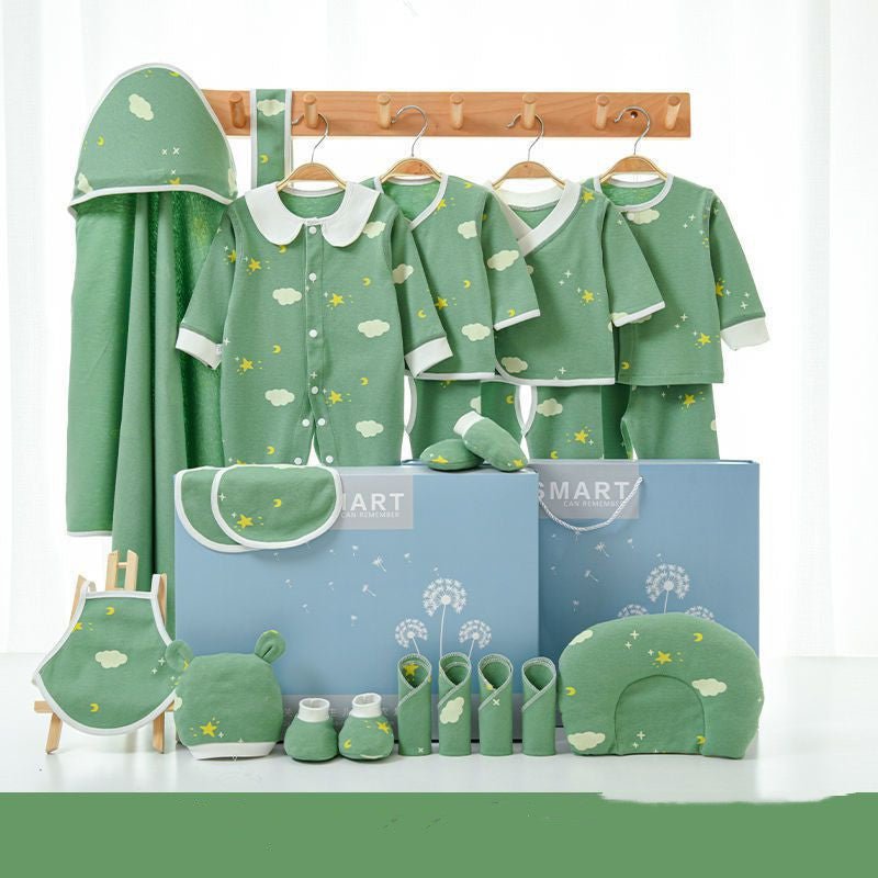 Pure Cotton Spring And Autumn Newborn Baby Gift Box Full Moon Supplies Summer Suit $51.85 Dana Fashion Color: 17piece set of green Size: 59yards 0to March Baby Clothing Product information: Style: other Set type: other Suitable age: middle school children