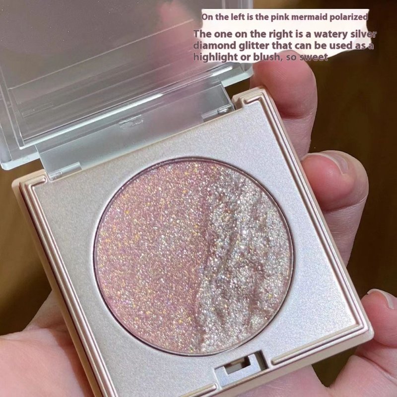Pure Desire For Water Light Fragile Sense Fairy Female Highlight Blush Eye Shadow Three-in-one Double Stitching Highlight $11.36 Dana Fashion Color Classification: Double Fight Highlight Powder makeup Product information: Color: pink, silver, Orange, came