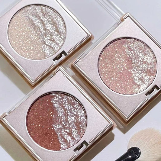 Pure Desire For Water Light Fragile Sense Fairy Female Highlight Blush Eye Shadow Three-in-one Double Stitching Highlight $11.36 Dana Fashion Color Classification: Double Fight Highlight Powder makeup Product information: Color: pink, silver, Orange, came