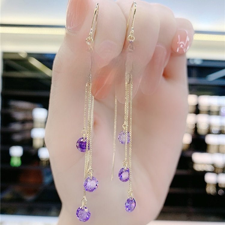 Purple Crystal Flowers All-match South Korea Earrings $25.04 Dana Fashion Color: Purple Women's Accessories Product information: Color: purple zircon EAR thread Material: Copper Applicable population: Female Shape: Flower Popular elements: Flowers Style: