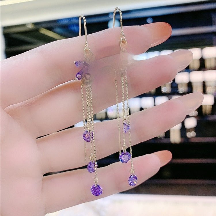 Purple Crystal Flowers All-match South Korea Earrings $25.04 Dana Fashion Color: Purple Women's Accessories Product information: Color: purple zircon EAR thread Material: Copper Applicable population: Female Shape: Flower Popular elements: Flowers Style: