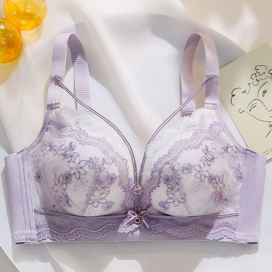Push Up Breast Holding Wireless Underwear For Women $39.00 Dana Fashion Color: Light Purple Size: 34or75AB Women's clothing Product information: Shoulder strap type: fixed double-shoulder strap Fabric name: lace Color: warm skin, light purple, dark green,