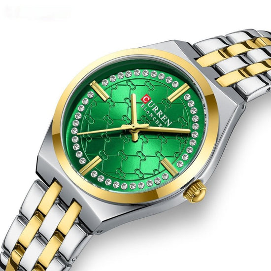 Quartz Hot Waterproof Women's Watch $49.36 Dana Fashion Color: Golden And Black Women's Accessories Product information: Quartz watch hot selling waterproof women's watch Color: white shell blue, golden White, Golden Green, Golden Black, Shell White, Shel