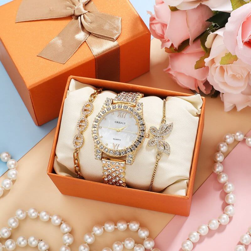 Quartz Watch Diamond Butterfly Zircon Bracelet $59.00 Dana Fashion Color: Gold Women's Accessories Product information: Special functions: decoration, chronograph, calendar Display Type: Pointer Style: fashion Mirror material: ordinary glass mirror Buckle