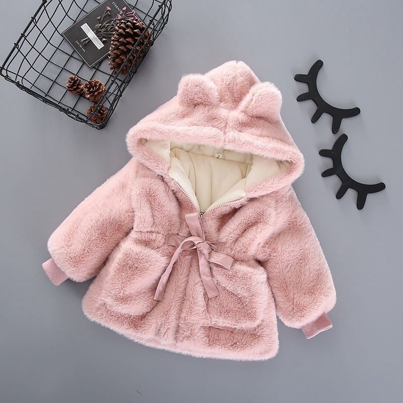 Rabbit Ears Small And Medium-sized Children's Wool Sweater $54.38 Dana Fashion style: 13 Style Size: 100 Baby Clothing Product Information: Style: sweet Fabric technology: fleece Sleeve length: long sleeve Whether Hooded: Hooded Pattern: plain Thickness::