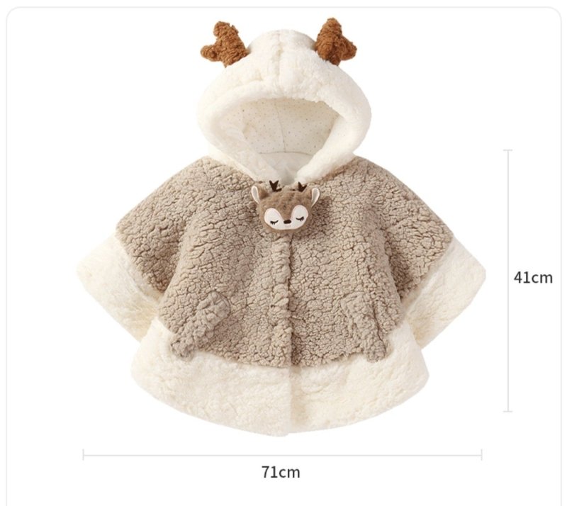 Rabbit Treasure Warm Thickened Plus Velvet Out Capes For Men And Women $93.30 Dana Fashion Color: Coffee Child size: 90cm Baby Clothing Product information: Fabric: cotton Style: Casual Applicable gender: Unisex Front flap: single breasted Hat or not: Do
