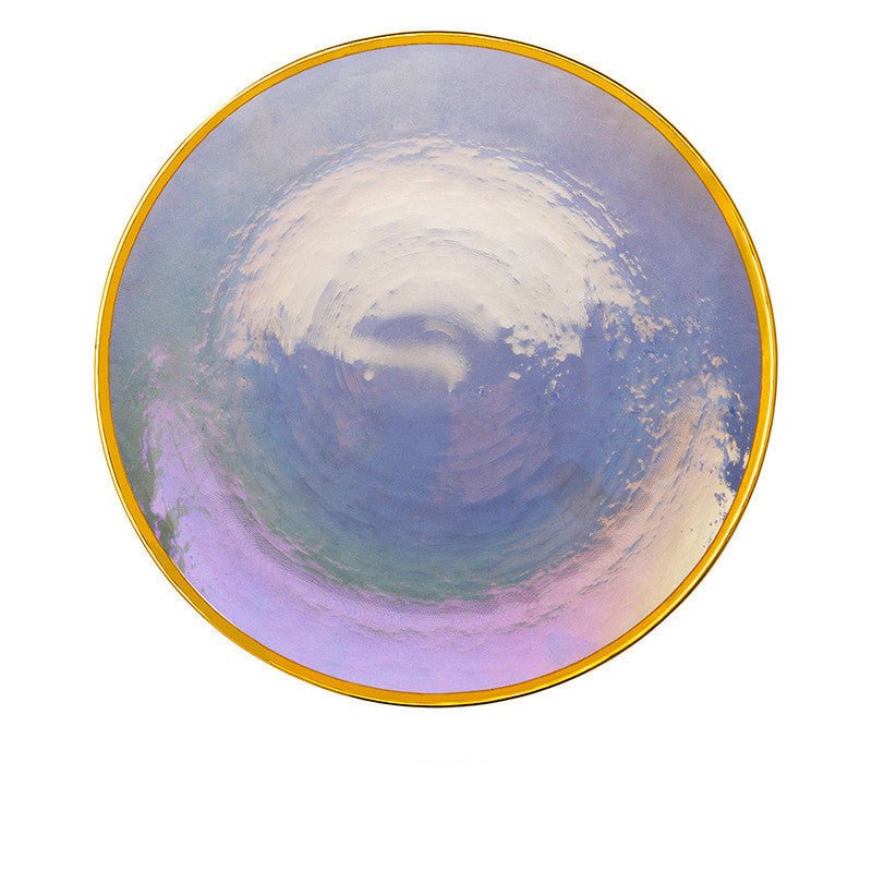 Rainbow Ion Plated Hammer Pattern Glass Plate Bowl Fruit Plate Bowl Set $48.38 Dana Fashion Color: 5style Dana's Kitchen Product information: Material: Glass Shape: round Color: 1style Phnom Penh Rainbow Bowl 6"[Diameter 15cm] 2style Phnom Penh Rainbow Bo