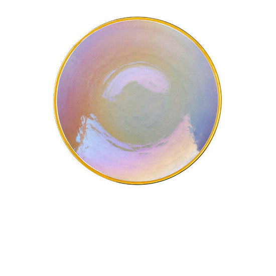 Rainbow Ion Plated Hammer Pattern Glass Plate Bowl Fruit Plate Bowl Set $28.06 Dana Fashion Color: 3style Dana's Kitchen Product information: Material: Glass Shape: round Color: 1style Phnom Penh Rainbow Bowl 6