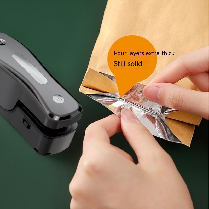 Rechargeable Small USB Mini Sealing Machine Portable Kitchen Gadgets $25.50 Dana Fashion Color: Black Electrical outlet: USB Dana's Kitchen Overview: Sealing preservation Clutch blade Small and portable Multi-purpose machine Magnetic attraction patch USB