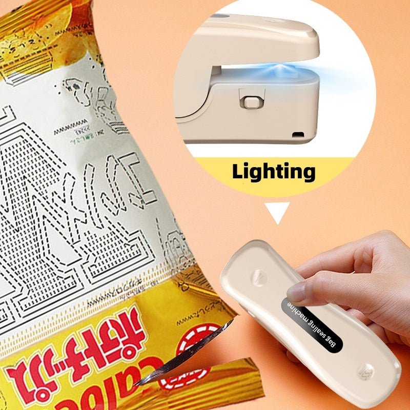 Rechargeable Small USB Mini Sealing Machine Portable Kitchen Gadgets $25.50 Dana Fashion Color: Black Electrical outlet: USB Dana's Kitchen Overview: Sealing preservation Clutch blade Small and portable Multi-purpose machine Magnetic attraction patch USB