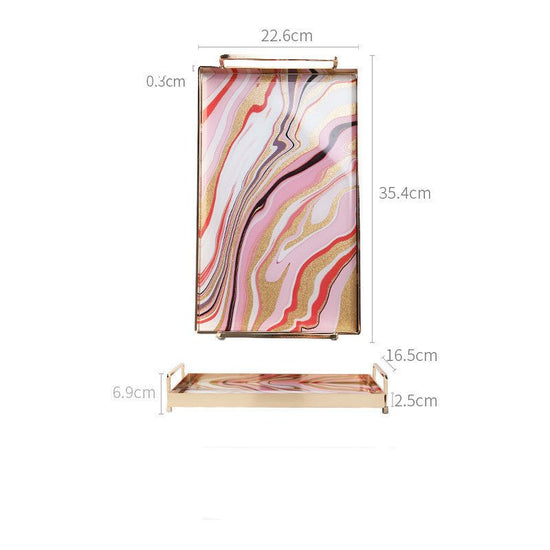 Rectangular bath tray $99.00 Dana Fashion Color: Pink Size: L Dana's Kitchen Material: glass Applicable population: Adults Shapes: Rectangular Microwave: not available Applicable scenario: tea drinking Glass: toughened glass Surface technology: heat resis
