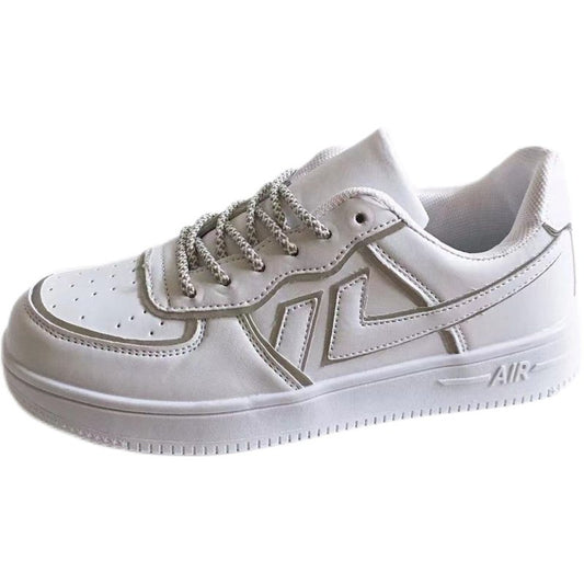 Reflective White Shoes For Men And Women Sneaker $39.61 Dana Fashion Color: White Size: 35 Women's shoes Product information: Pattern: color matching Lining material: Cotton Color: White Upper height: low top Size: 35, 36, 37, 38, 39, 40, 41, 42, 43, 44 S
