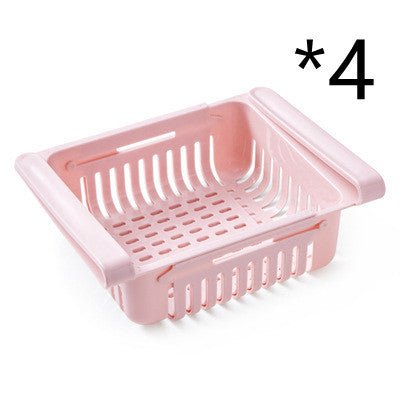 Refrigerator Storage Basket Stretchable Multifunction Kitchen Refrigerator Storage Box $31.40 Dana Fashion Color: Pink 4pcs Dana's Kitchen Overview: 1. Stretchable Design: You can adjust the holder according to the size of your belongings 2. Durable: Made