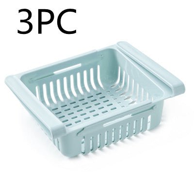 Refrigerator Storage Basket Stretchable Multifunction Kitchen Refrigerator Storage Box $30.28 Dana Fashion Color: Blue 3pcs Dana's Kitchen Overview: 1. Stretchable Design: You can adjust the holder according to the size of your belongings 2. Durable: Made
