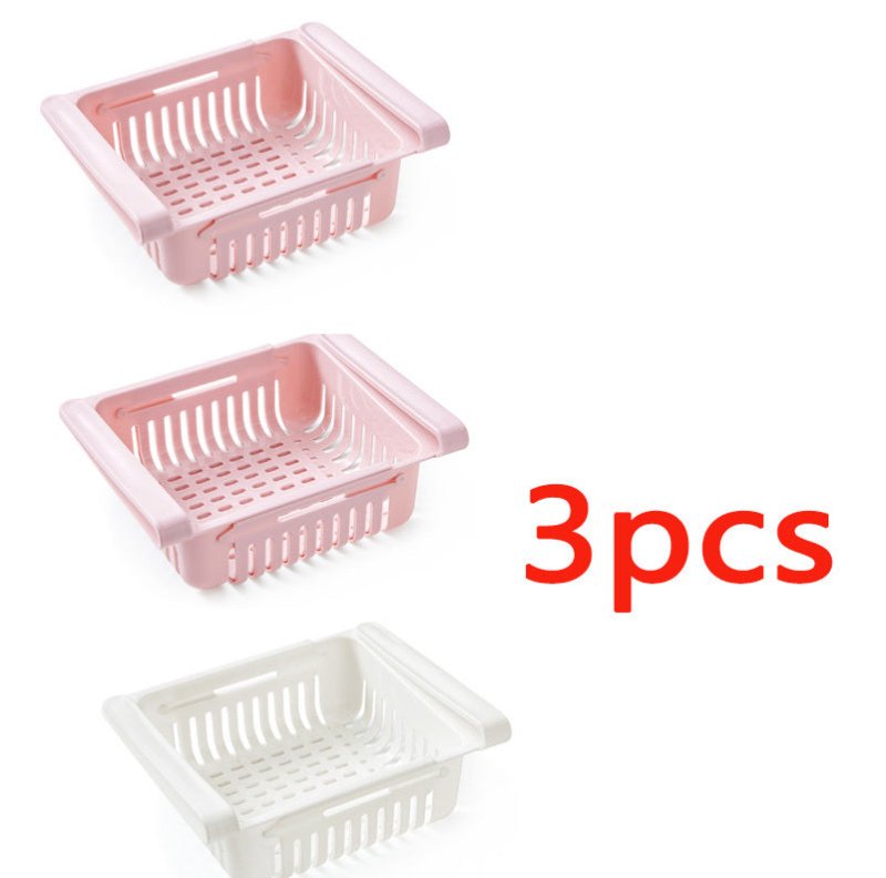 Refrigerator Storage Basket Stretchable Multifunction Kitchen Refrigerator Storage Box $30.28 Dana Fashion Color: 3PCS SET3 Dana's Kitchen Overview: 1. Stretchable Design: You can adjust the holder according to the size of your belongings 2. Durable: Made