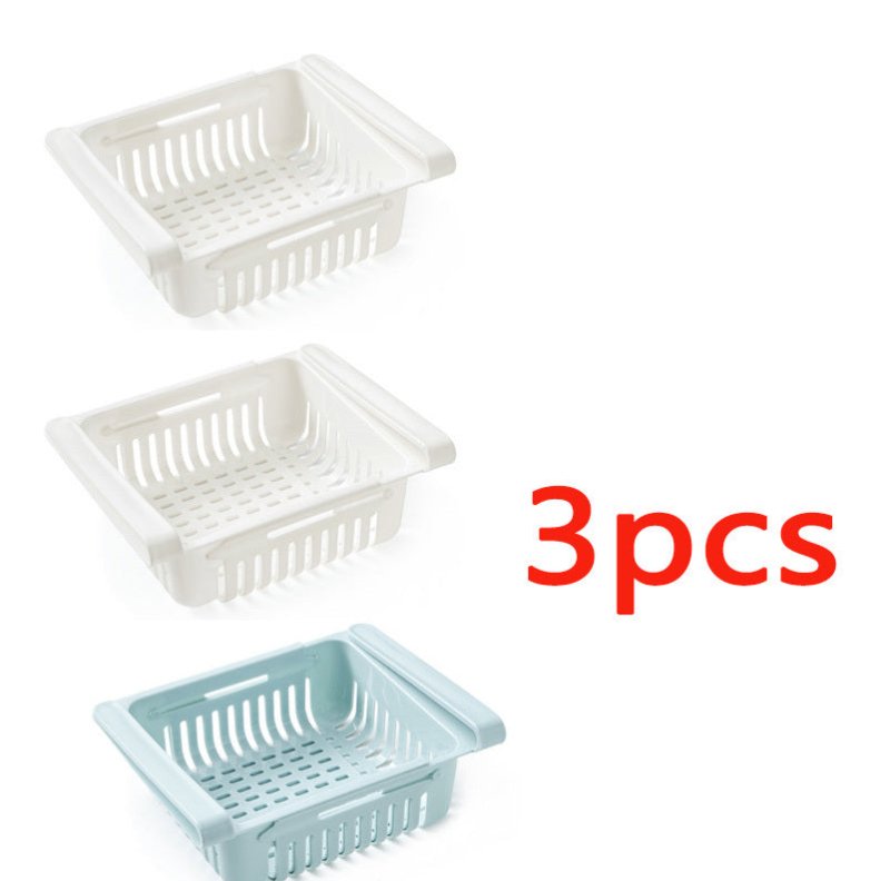 Refrigerator Storage Basket Stretchable Multifunction Kitchen Refrigerator Storage Box $30.28 Dana Fashion Color: 3PCS SET4 Dana's Kitchen Overview: 1. Stretchable Design: You can adjust the holder according to the size of your belongings 2. Durable: Made